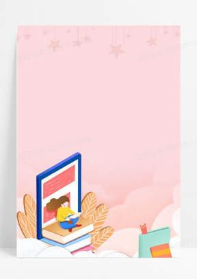 素材160卡通矢量书架看书背景91世界读书日看书手绘卡通背景80商务