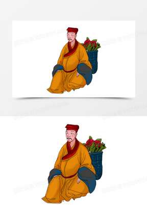 中医传统文化采摘重要的卡通古代医生