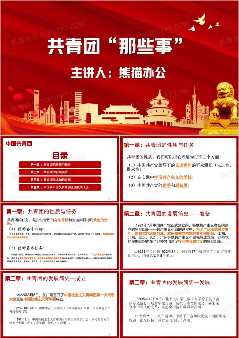 中国共青团介绍PPT模板