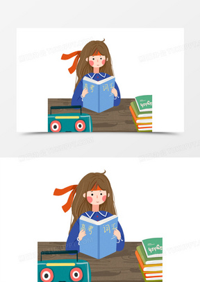 卡通高考人物背单词元素