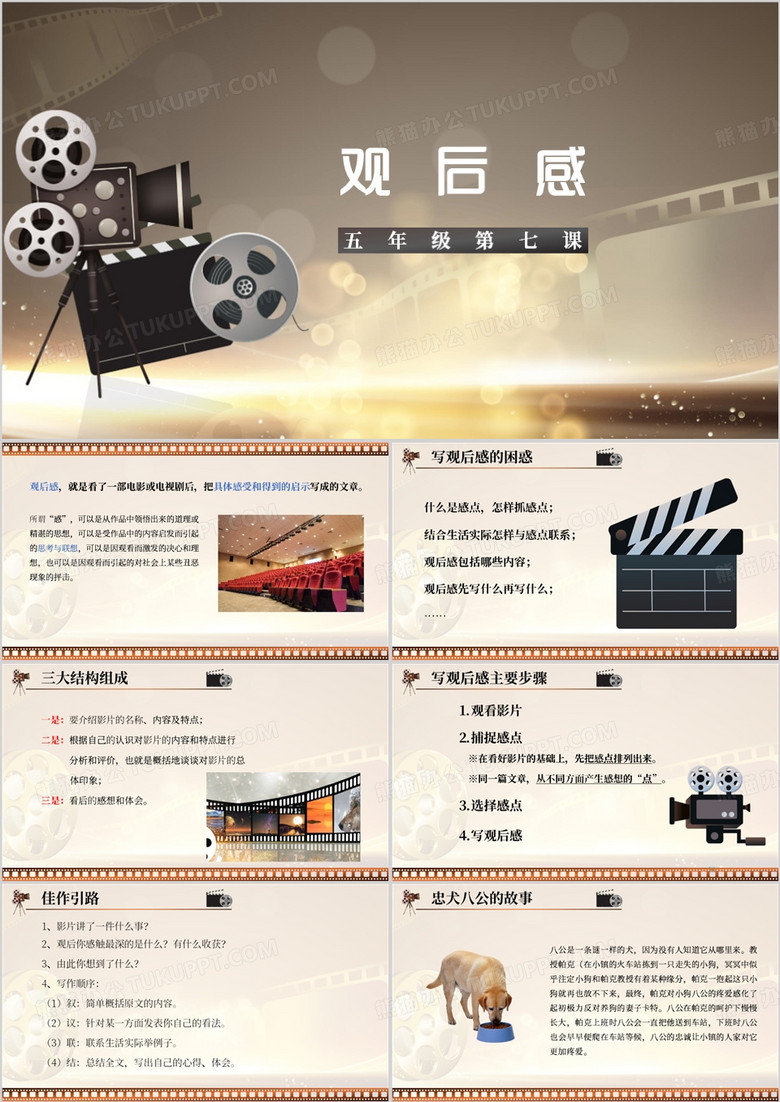 简约风观后感教育课件PPT模板
