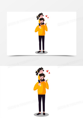 卡通人物坐图片素材