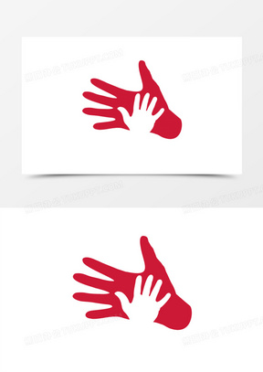 大手牵小手剪影矢量