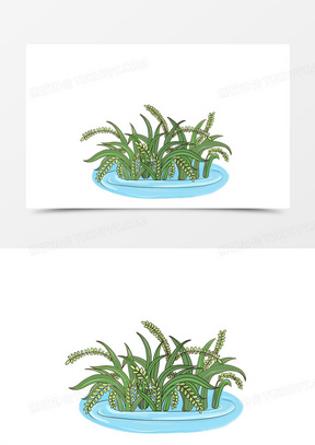 卡通水稻种植插画