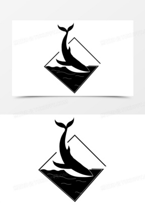 手绘黑白鲸落插画