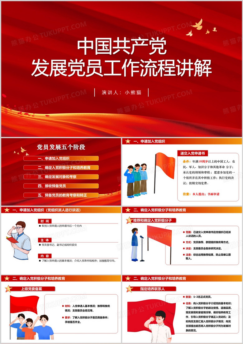 中国共产党发展党员工作流程讲解PPT模板
