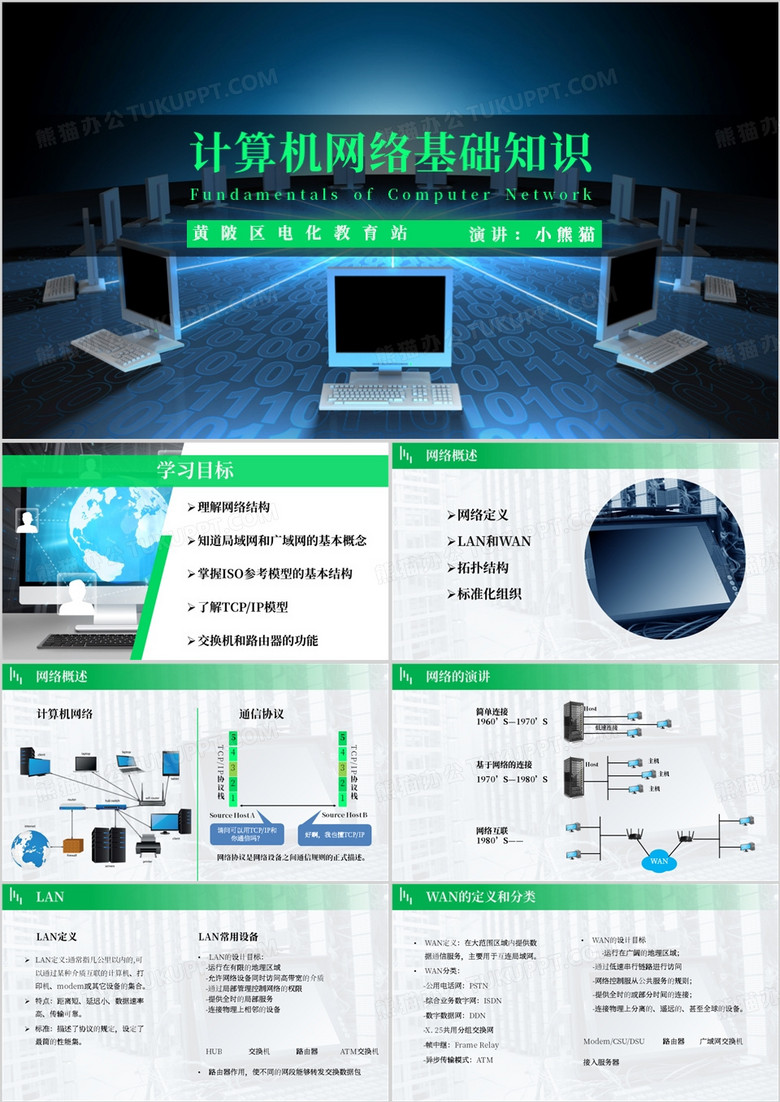 计算机网络基础知识教育课件PPT模板