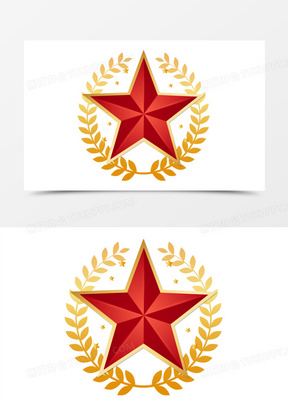 立体麦穗五角星元素