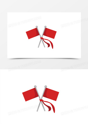 两面红旗卡通手绘元素