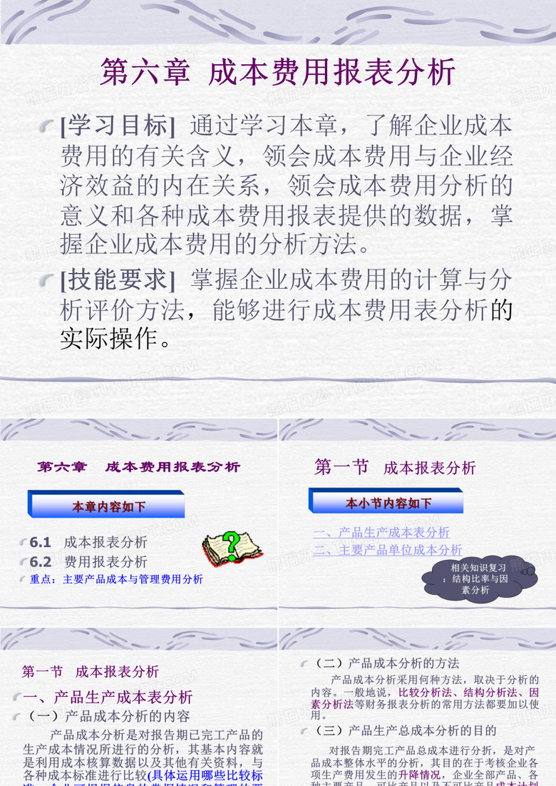 成本费用表分析
