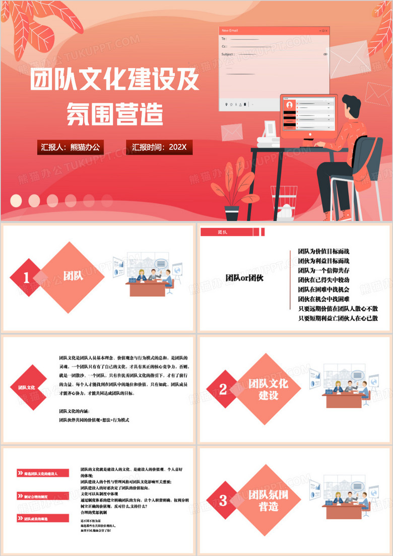 简约团队文化及氛围营造PPT模板