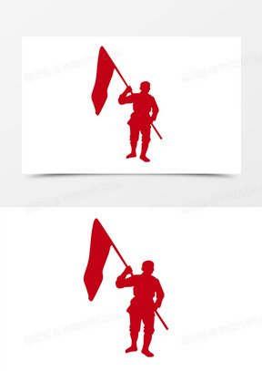 红色革命英雄剪影元素