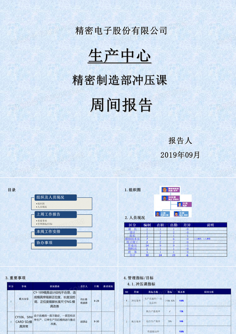 生产冲压课周报