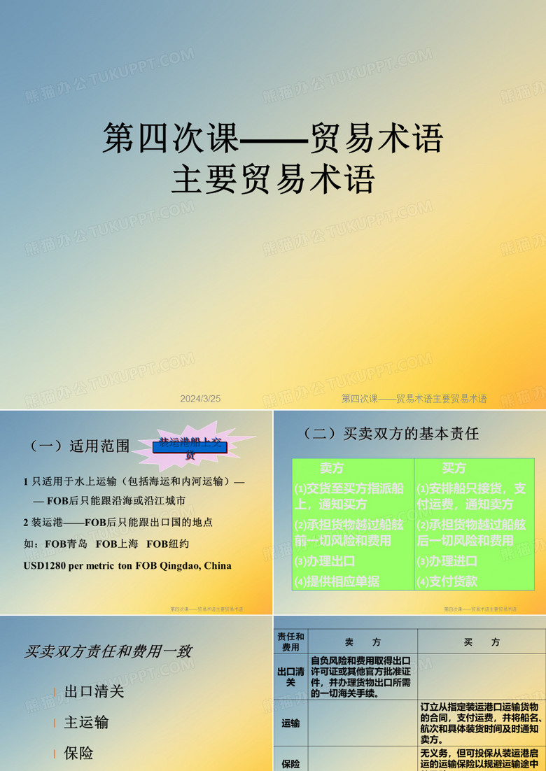 第四次课——贸易术语主要贸易术语