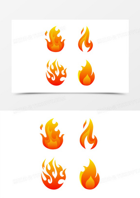 扁平红色火苗组合元素