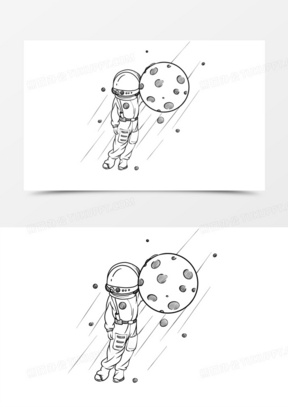 创意宇航员月球元素