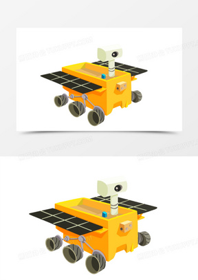 卡通立体航天月球探测车元素