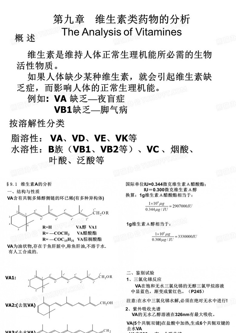 药物分析维生素类药物的分析