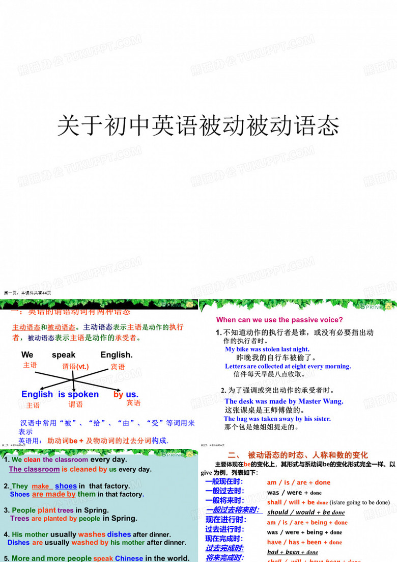初中英语被动被动语态课件