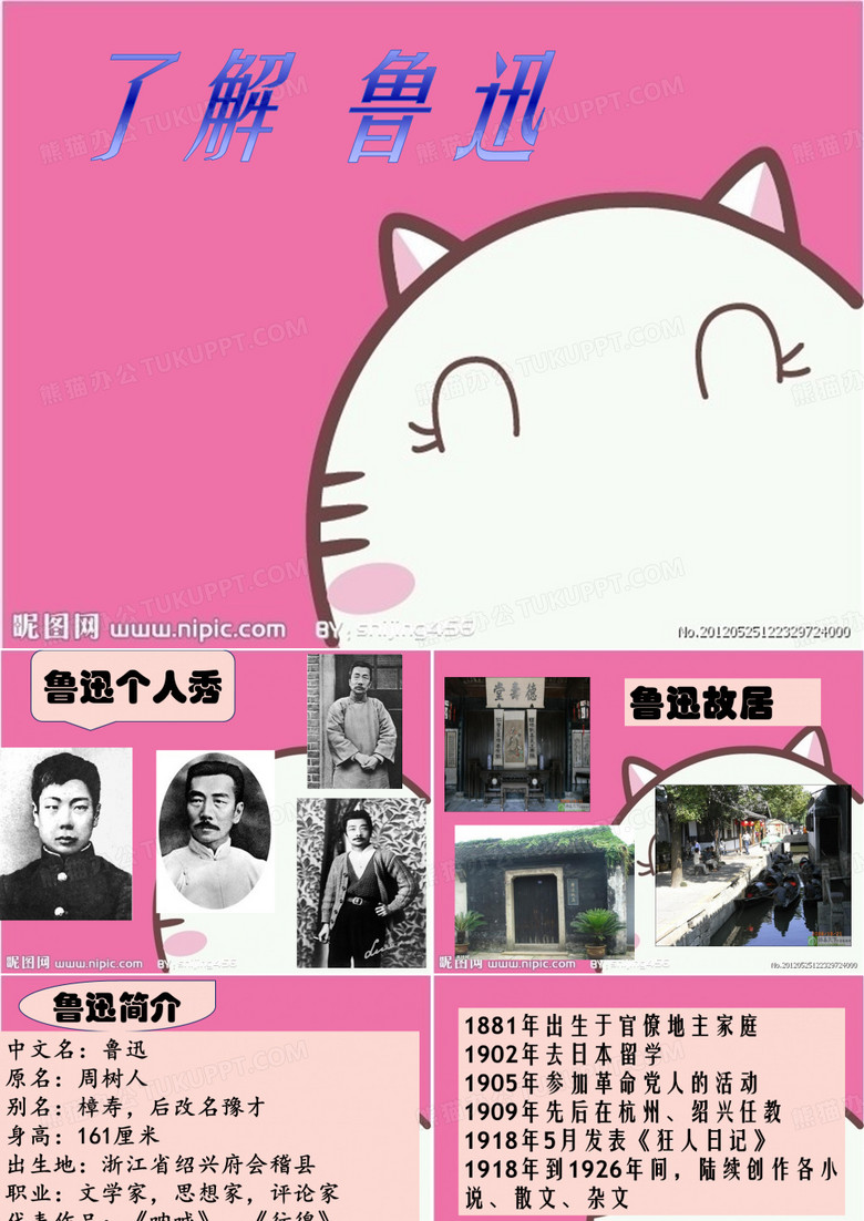 鲁迅 简介 PPT