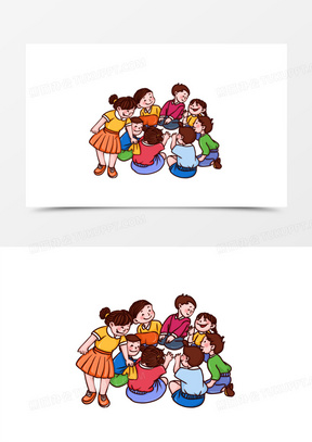 儿童丢手绢游戏场景元素