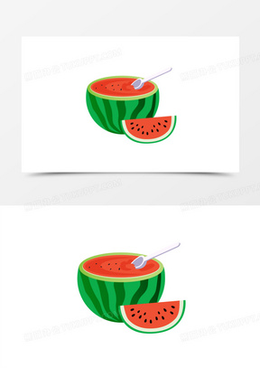 切开的半个西瓜水果元素