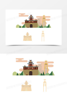 宁夏地标凤凰碑银川鼓楼