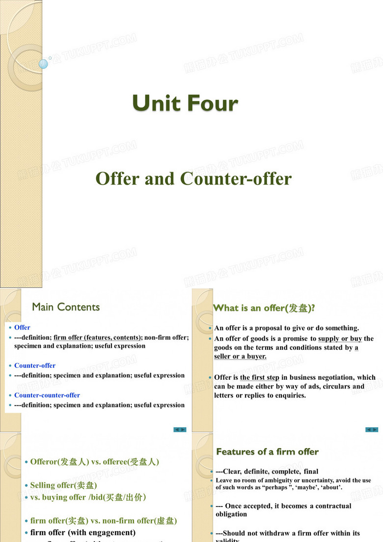 Unit 4 Offer and Counter-offer