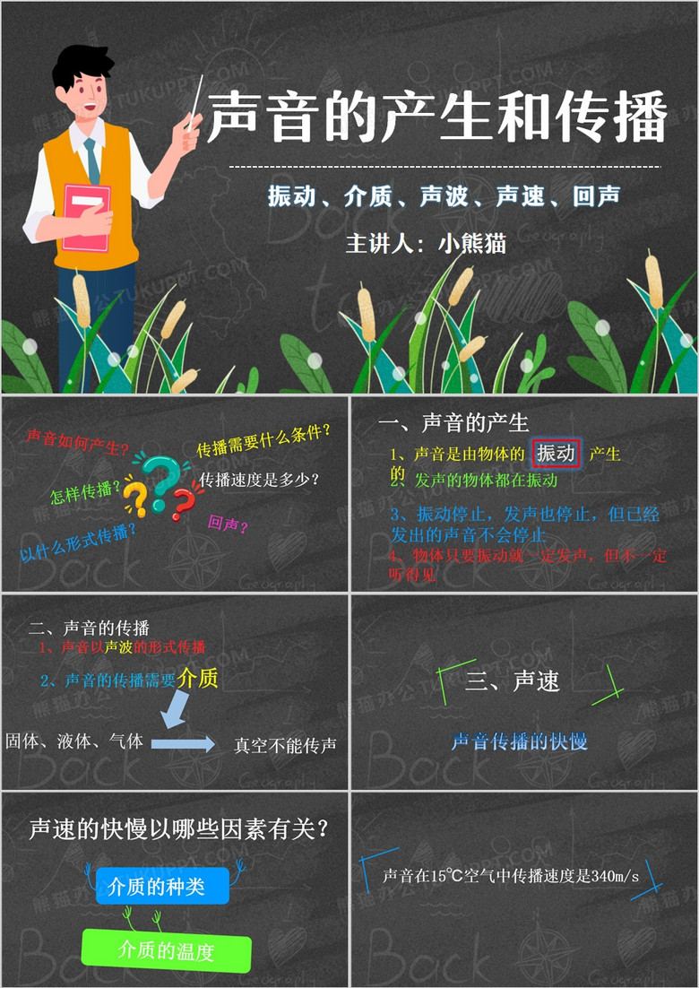 黑板风声音的产生和传播PPT模板