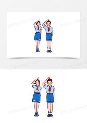 学生少先队员行队礼人物场景元素