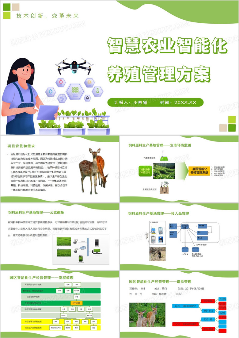 绿色商务风智慧农业智能化PPT模板