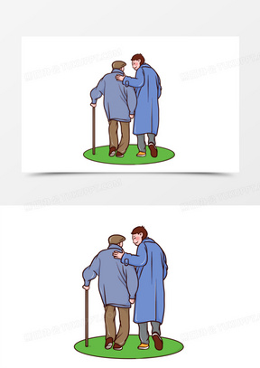 搀扶父亲人物场景元素