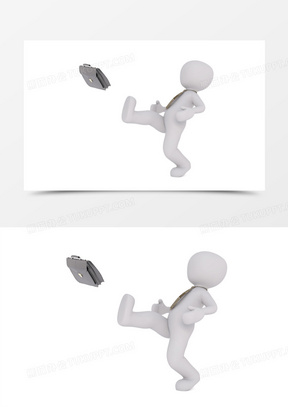 3d立体小人踢走公文包
