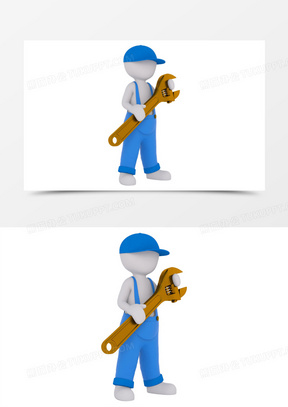 3d立体小人拿着扳手