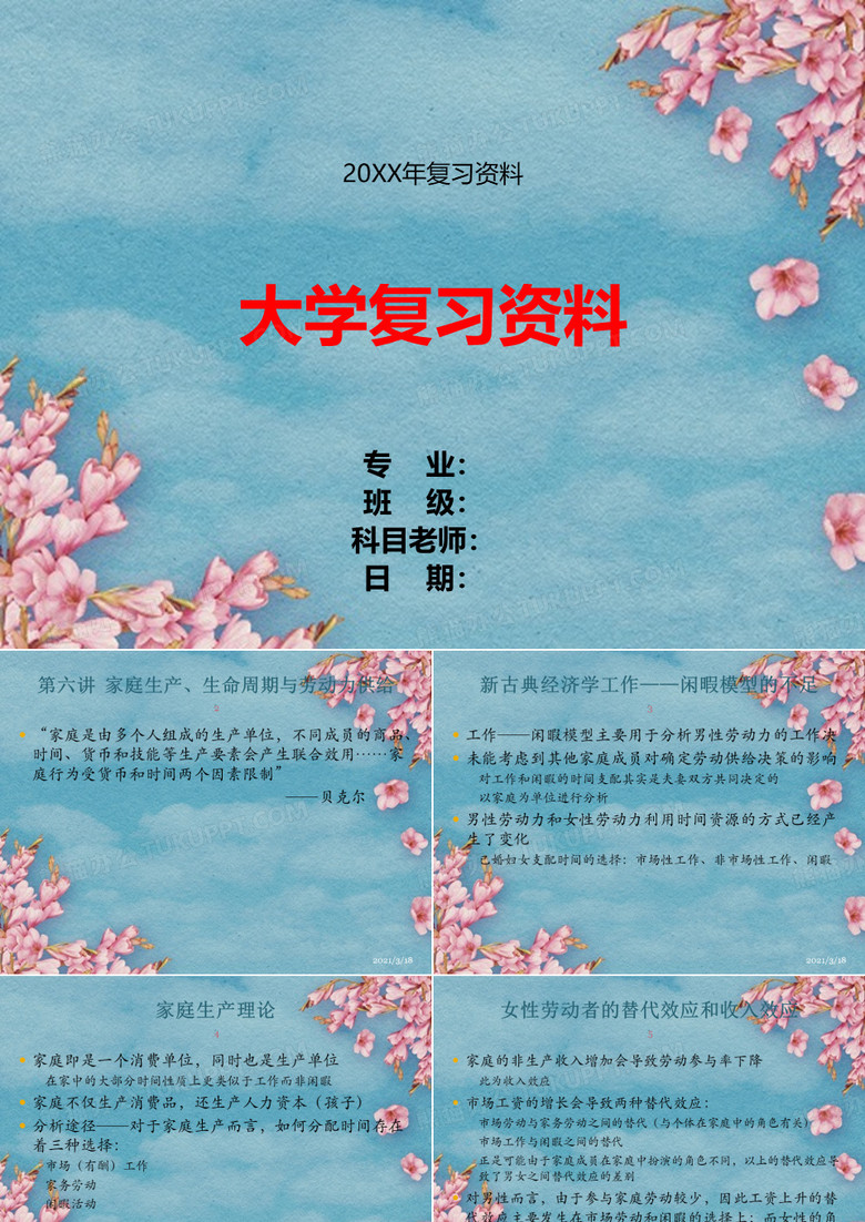 XX大学劳动经济学课件-家庭生产生命周期与劳动力供给