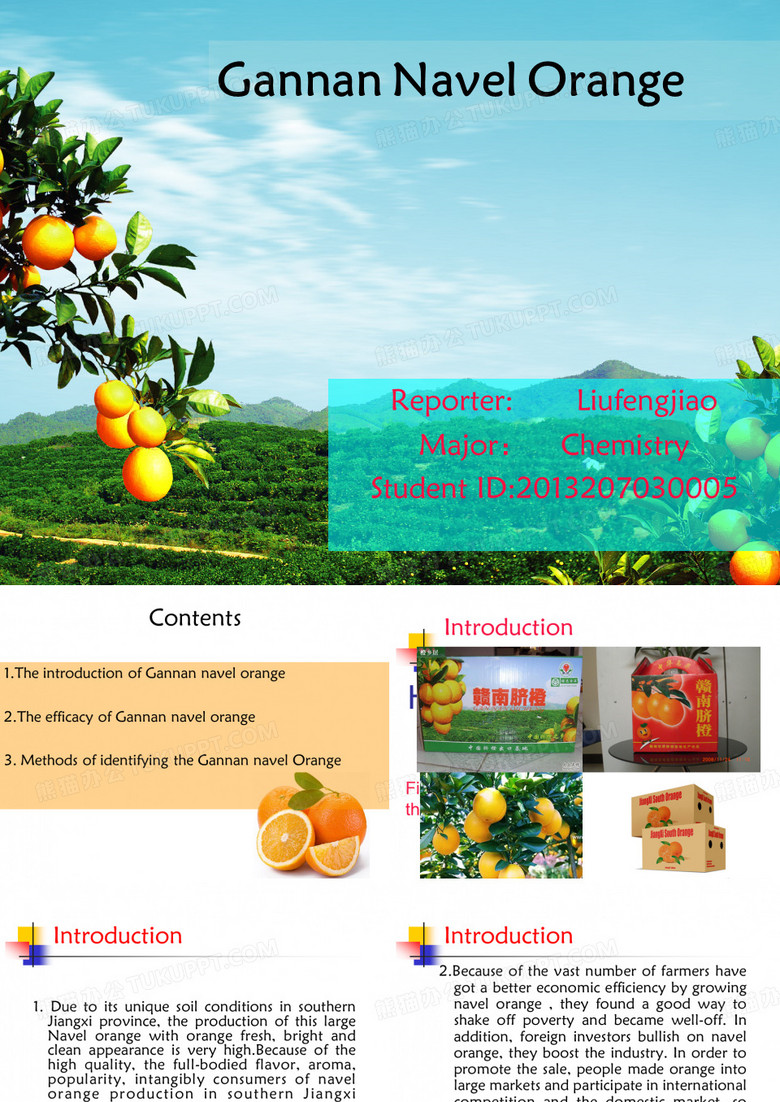赣南脐橙的ppt。英文展示