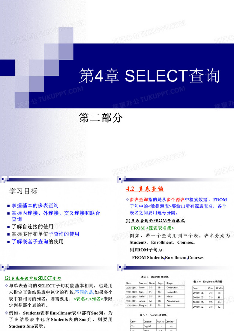 sql 多表查询 子查询