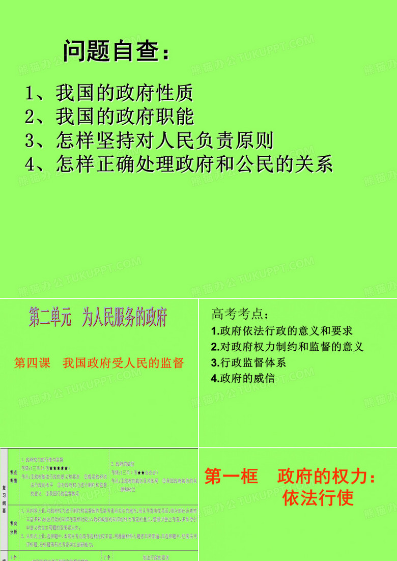 高三政治复习课件(政治生活)：第四课 我国政府受人民的监督