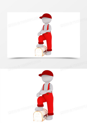 3d立体小红人踩着小凳子维修