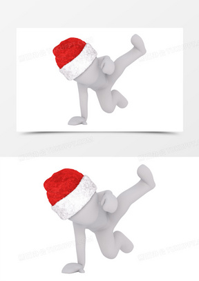 3d红帽立体小人单手撑地