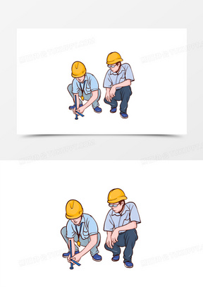 手绘卡通风检察考察人物元素