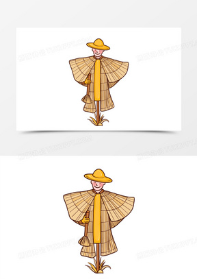 卡通创意蓑衣稻草人元素