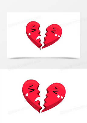 哭泣破碎的心创意元素