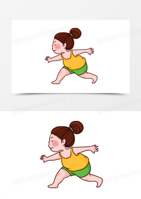 减肥侧面对比图元素210卡通青年可爱胖女孩手绘元素100卡通手绘小胖妹