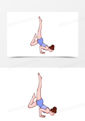 女生练瑜伽倒立单手撑地元素