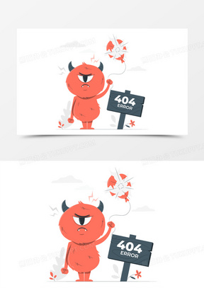 404error小怪兽网页丢失插画元素