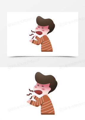 卡通男孩呕吐大叫元素