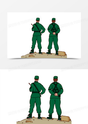 军人背影素描画图片