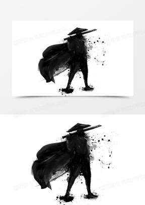 中国风水墨武侠江湖武林人士28213水墨风武侠人物舞剑元素1047水墨