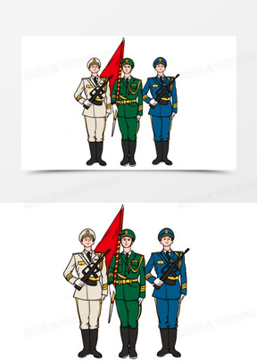 三军仪仗队正门亮相人物场景元素